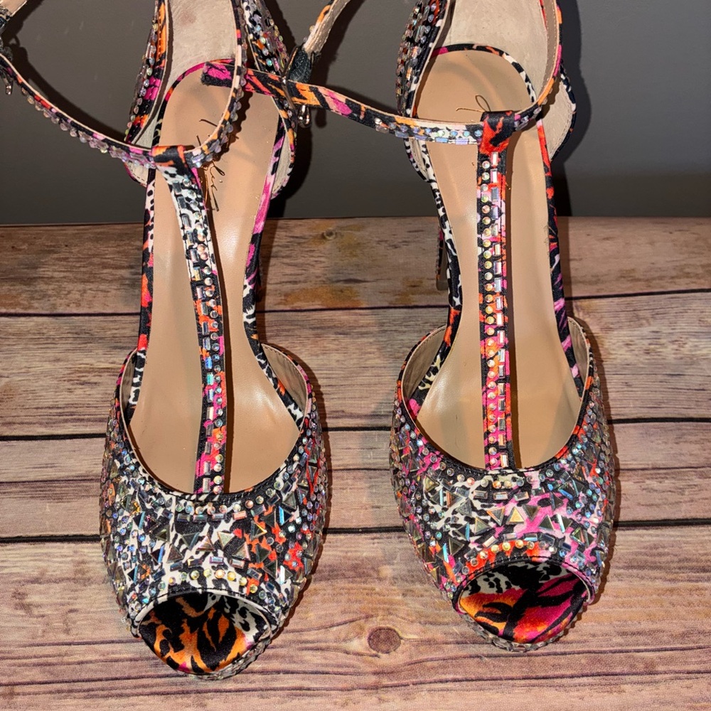 Thalia Sodi Multicolor Peep-Toe Heels